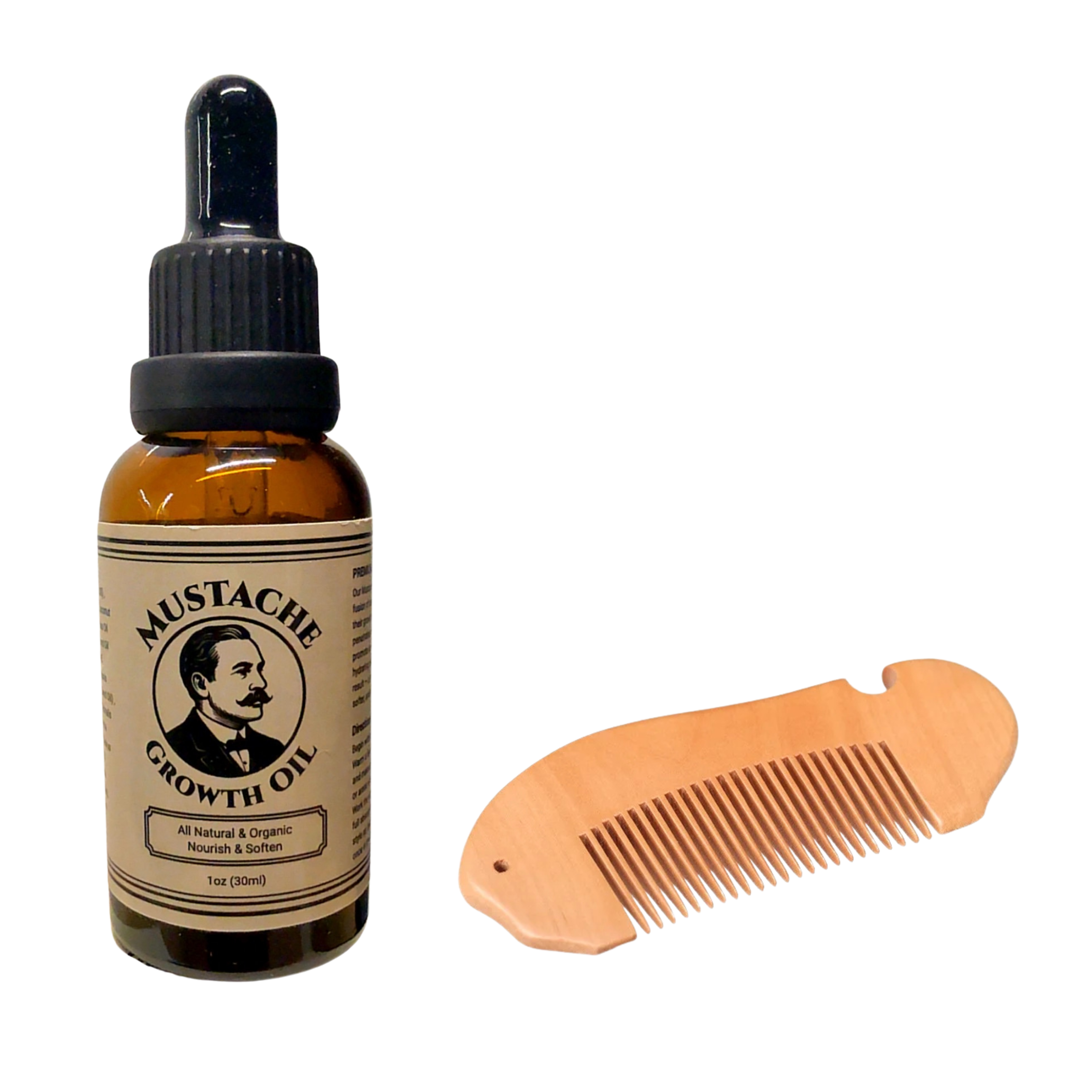 Organic Mustache Growth Oil + Comb Bundle